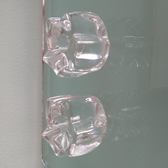 Daum Other - DAUM Crystal Candle Holders France SIGNED 3" BY 2" - Cristal - MCM Vintage